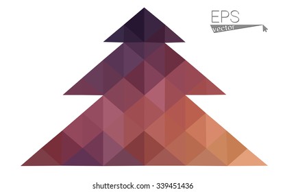 Dark blue, yellow low poly style christmas tree vector illustration consisting of triangles. Abstract triangular poly origami or crystal design of New Years celebration. Isolated on white background