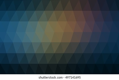 Dark blue, yellow triangle mosaic template. Shining illustration, which consist of triangles. Triangular pattern for your business design.