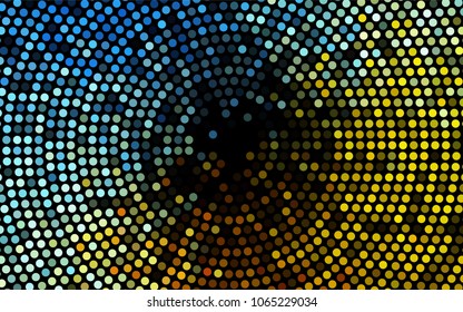 Dark Blue, Yellow vector abstract pattern with circles. Geometry template for your business design. Background with colored spheres.