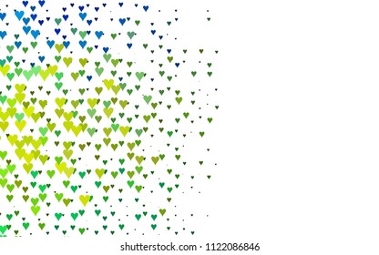Dark Blue, Yellow vector abstract small hearts on white background. Template for valentine day with sweet, romantic concept. Amazing pattern for your design, banner, leaflet.
