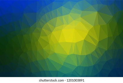 Dark Blue, Yellow vector abstract polygonal layout. Triangular geometric sample with gradient.  A completely new design for your business.