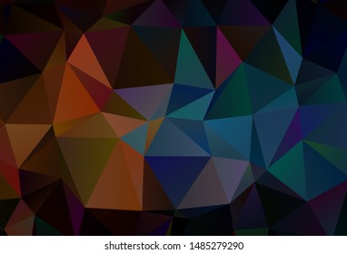 Dark Blue, Yellow vector abstract mosaic pattern. Glitter abstract illustration with an elegant triangles. Best triangular design for your business.