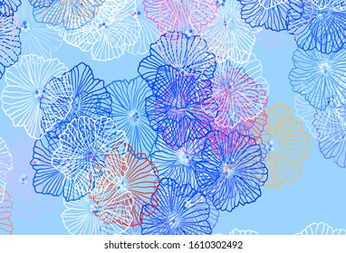 Dark Blue, Yellow vector abstract pattern with leaves. Flowers in natural style on white background. Colorful pattern for kid's books.