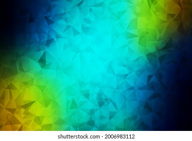 Dark Blue, Yellow vector abstract polygonal pattern. Shining polygonal illustration, which consist of triangles. Textured pattern for your backgrounds.