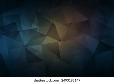 Azul oscuro, fondo abstracto del mosaico del Vector amarillo. Ilustración geométrica creativa en estilo Origami con gradiente. Plantilla para los fondos del teléfono celular.