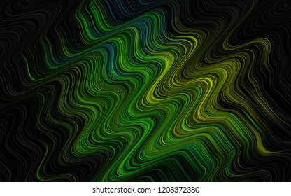 Dark Blue, Yellow vector backdrop with bent lines. Glitter abstract illustration with wry lines. Marble style for your business design.