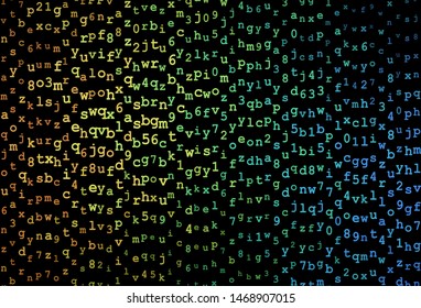 Dark Blue, Yellow vector backdrop with english symbols. Blurred design in simple style with signs of alphabet. Pattern for ads, poster, banner of books.