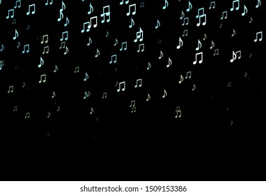 Dark Blue, Yellow vector backdrop with music notes. Shining illustration of colorful gradient music notes. Pattern for websites of musitians.