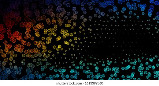 Dark Blue, Yellow vector backdrop with mystery symbols. Colorful vintage illustration with gradient alchemy shapes. Simple design for occult depiction.