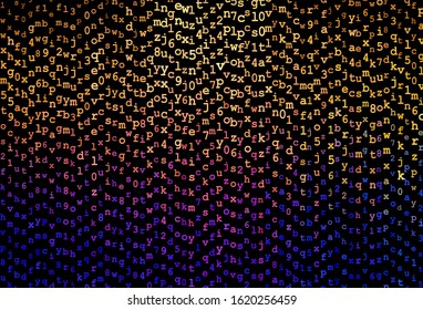 Dark Blue, Yellow vector backdrop with english symbols. Blurred design in simple style with signs of alphabet. Pattern for booklets, leaflets of education.