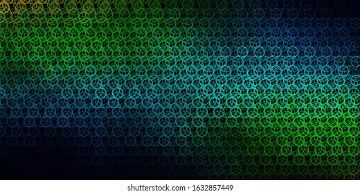 Dark Blue, Yellow vector backdrop with mystery symbols. Colorful mystic symbols with a gradient in ancient style. Simple design for occult depiction.