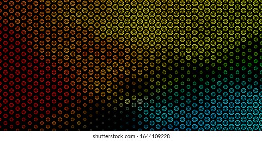 Dark Blue, Yellow vector backdrop with mystery symbols. Colorful vintage illustration with gradient alchemy shapes. Best design halloween events.