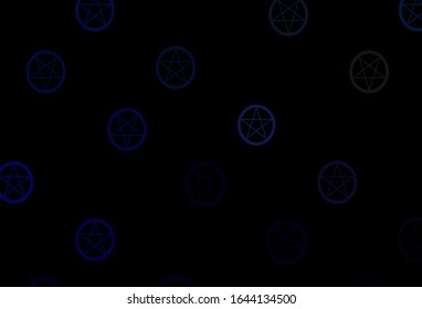 Azul oscuro, fondo vectorial amarillo con símbolos misteriosos. Ilustración abstracta con formas de degradado gótico. Diseño sencillo para la representación oculta.