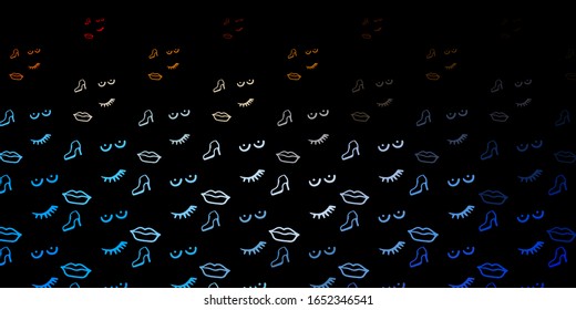 Dark Blue, Yellow vector backdrop with woman's power symbols. Illustration with signs of women's strength and power. Design for International Women’s Day.