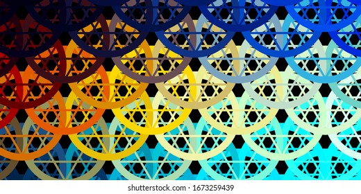 Azul oscuro, fondo vectorial amarillo con símbolos misteriosos. Ilustración abstracta con formas de degradado gótico. Mejor diseño de eventos de halloween.
