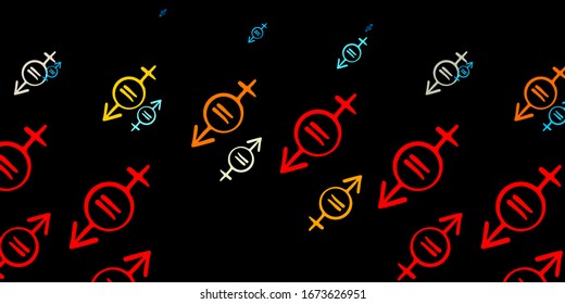Dark Blue, Yellow vector backdrop with woman's power symbols. Illustration with signs of women's strength and power. Simple design for your web site.