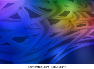 Dark Blue, Yellow vector backdrop with curved lines. Colorful illustration in simple style with gradient. Colorful wave pattern for your design.