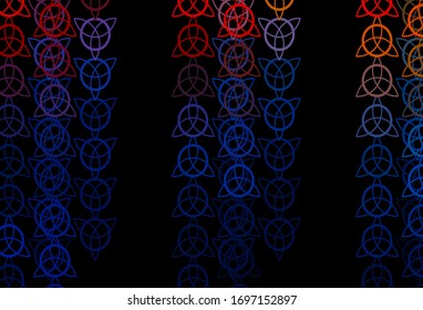 Dark Blue, Yellow vector backdrop with mystery symbols. Illustration with magical signs of spiritual power. Simple design for occult depiction.