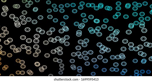 Dark Blue, Yellow vector backdrop with mystery symbols. Retro design in abstract style with witchcraft forms. Background for esoteric, mystic designs.