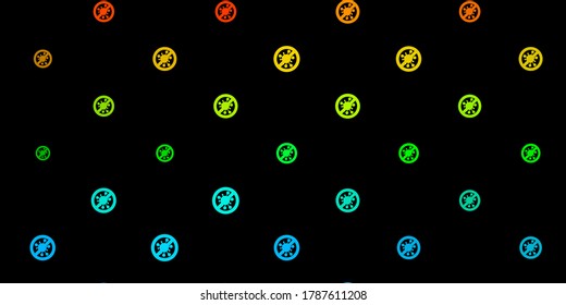 Dark Blue, Yellow vector backdrop with virus symbols. Simple design in abstract style with infection forms. Simple drawing against danger fever.