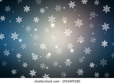 Dark Blue, Yellow vector backdrop in holiday style. Abstract gradient illustration with colorful Christmas things. Pattern for school, grammar websites.
