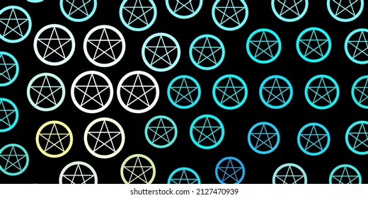 Dark Blue, Yellow vector backdrop with mystery symbols. Retro design in abstract style with witchcraft forms. Background for esoteric, mystic designs.