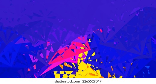 Dark Blue, Yellow vector backdrop with triangles, lines. Triangle shapes with colorful gradient in abstract style. Landing pages material.