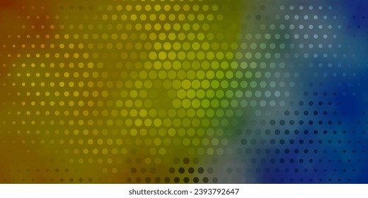 Dark Blue, Yellow vector backdrop with circles. Glitter abstract illustration with colorful drops. Design for posters, banners.