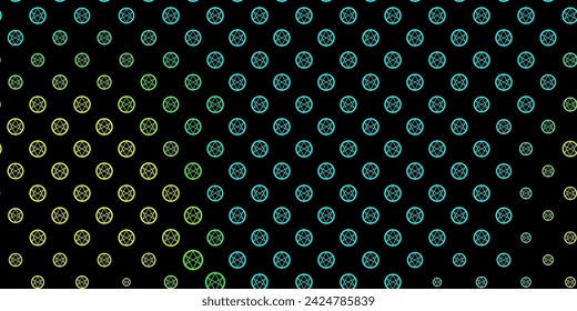 Dark Blue, Yellow vector backdrop with mystery symbols. Illustration with magical signs of spiritual power. Background for esoteric, mystic designs.