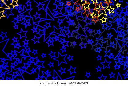 Dark Blue, Yellow vector backdrop with small and big stars. Stars on blurred abstract background with gradient. Best design for your ad, poster, banner.