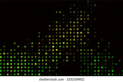 Dark Blue, Yellow vector background with cards signs. Colorful gradient with signs of hearts, spades, clubs, diamonds. Design for ad, poster, banner of gambling websites.