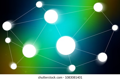 Dark Blue, Yellow vector background with dots and lines. Abstract illustration with colorful discs and triangles. Pattern can be used as texture of wallpapers.