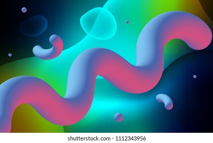 Dark Blue, Yellow vector background with liquid shapes. A sample with blurred bubble shapes. Memphis style for your business design.