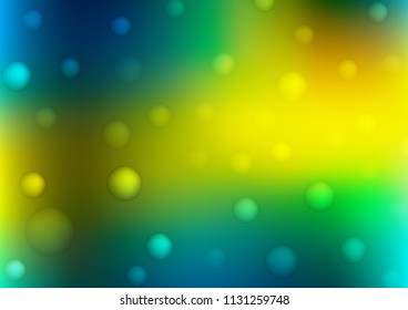Dark Blue, Yellow vector background with dots. Blurred bubbles on abstract background with colorful gradient. The pattern can be used for aqua ad, booklets.