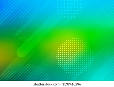 Dark Blue, Yellow vector background with straight lines and dots. Shining colored illustration with rounded stripes, dots. The pattern can be used for websites.
