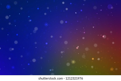 Dark Blue, Yellow vector background with xmas snowflakes. Modern geometrical abstract illustration with crystals of ice. New year design for your business advert.