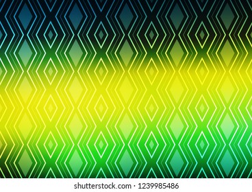 Dark Blue, Yellow vector background with lines, rhombuses. Colorful lines, squares on abstract background with gradient. Best design for your ad, poster, banner.