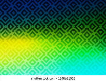 Dark Blue, Yellow vector background with lines, rhombuses. Colorful decorative design in simple style with lines, rhombuses. Pattern for business booklets, leaflets.