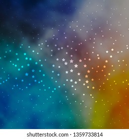 Dark Blue, Yellow vector background with colorful stars. Colorful illustration with abstract gradient stars. Theme for cell phones.