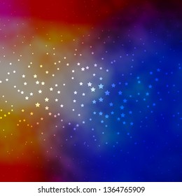 Dark Blue, Yellow vector background with colorful stars. Decorative illustration with stars on abstract template. Best design for your ad, poster, banner.