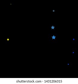 Dark Blue, Yellow vector background with small and big stars. Shining colorful illustration with small and big stars. Best design for your ad, poster, banner.