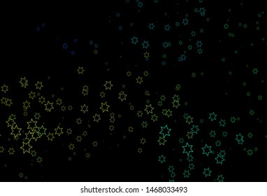 Dark Blue, Yellow vector background with colored stars. Glitter abstract illustration with colored stars. The pattern can be used for wrapping gifts.