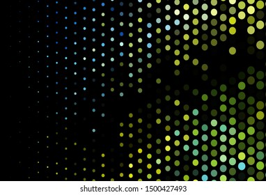 Dark Blue, Yellow vector background with bubbles. Abstract illustration with colored bubbles in nature style. Pattern of water, rain drops.