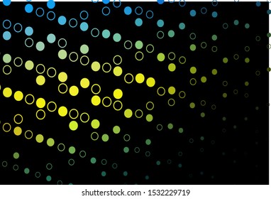 Dark Blue, Yellow vector background with bubbles. Blurred bubbles on abstract background with colorful gradient. Design for posters, banners.