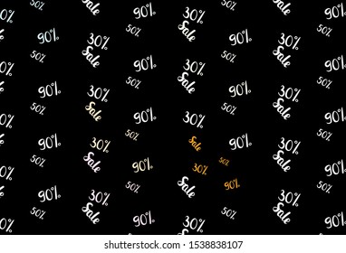 Dark Blue, Yellow vector background with 30, 50, 90 % signs of sales. Gradient illustration with discount signs on white backdrop. Template for season sales, shopping ads.