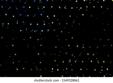 Dark Blue, Yellow vector background with triangles, circles, cubes. Abstract illustration with colorful dots, lines, cubes. Smart design for your business advert.
