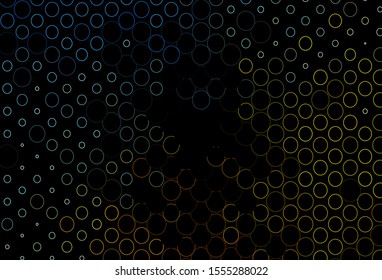 Dark Blue, Yellow vector background with bubbles. Modern abstract illustration with colorful water drops. Pattern of water, rain drops.