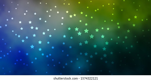Dark Blue, Yellow vector background with colorful stars. Shining colorful illustration with small and big stars. Pattern for websites, landing pages.