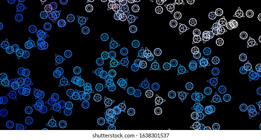 Dark Blue, Yellow vector background with occult symbols. Abstract illustration with gothic gradient shapes. Simple base for your occult design.