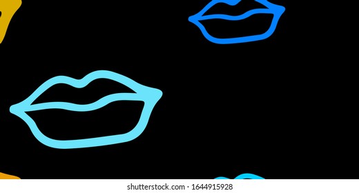 Dark Blue, Yellow vector background with woman symbols. Illustration with signs of women's strength and power. Simple design for your web site.